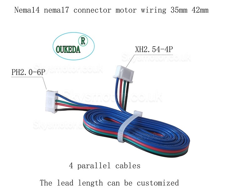 0.15m/0.3m/0.5m/1m/1.5m OUKEDA PH2.0-XH2.54 Terminal Extenstion Cable for NEMA 17 Stepper Motor